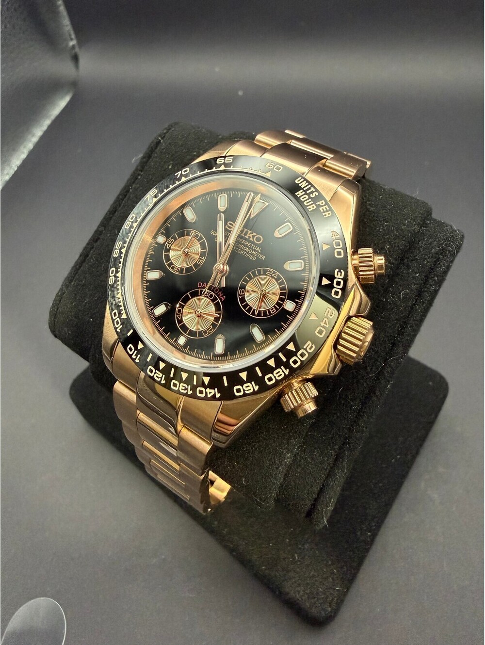 CUSTOM SEIKO DAYTONA ROSE GOLD BLACK
